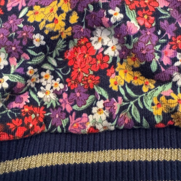 Mini Boden Kids' Floral Zip-Up Cotton Jersey Bomber Jacket Girl’s 6-7 Years - Picture 5 of 5